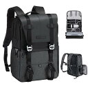 K&F Concept カメラバッグ おしゃれ カメラリュック カメラバックパック 2気室 20L 大容量 レインカバー付き 撮影バッグ 防水 一眼レフ/DSLRカメラ/レンズ/16インチPC/三脚収納可 出張/旅行/撮影用バッグ