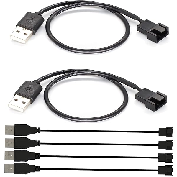 6本 USBから3ピン/4ピンPWM 5V USBスリーブファン電源アダプターケーブル、USBから3ピン/ 4ピンケースファンアダプターコネクターケーブル（USB3ピン/4ピンケーブル）