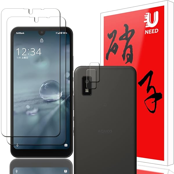 【2+2枚セット】 AQUOS Wish3/wish2/wish 用のガラスフィルム(2枚)+カメラフィルム(2枚)アクオスウィッシュ3 SHG06/SH-51...