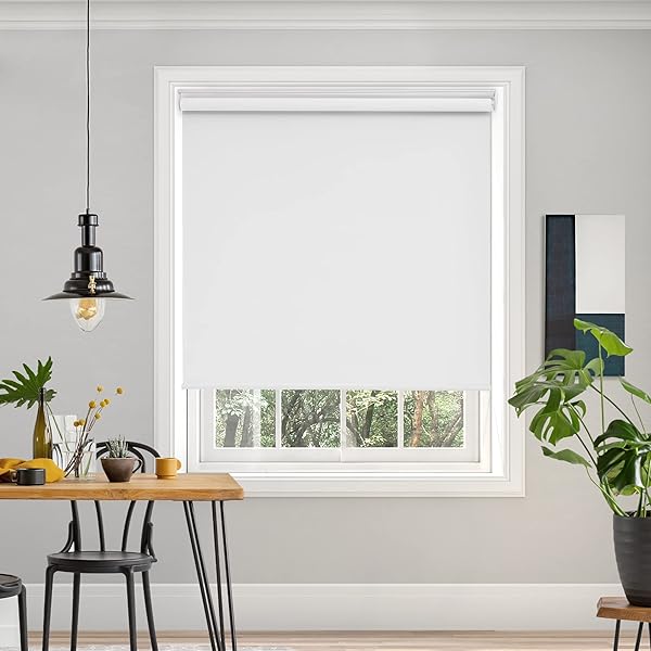 プルコード式 ロールスクリーン 幅90cm 丈180cm ホワイト ロールカーテン 1級遮光 100%遮光 保温 断熱 ..