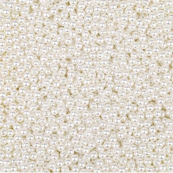 パールビーズ 約3400個手芸用 ラウンド 丸玉 パール 穴付き ホワイト ハンド パール パーツ 箱入り 手..