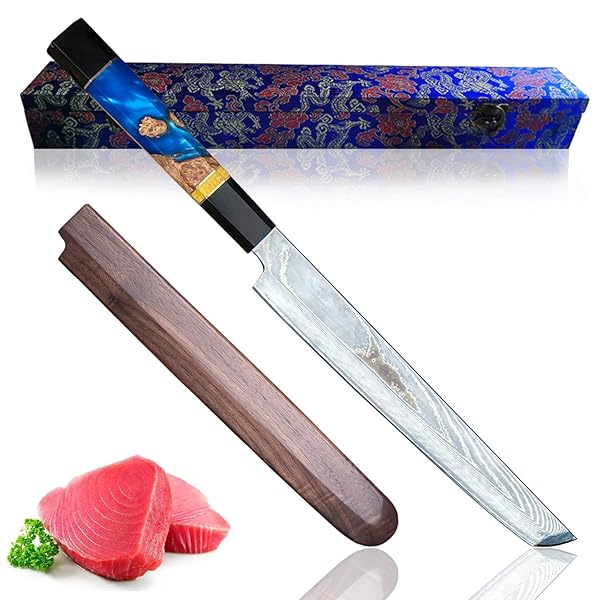 先丸蛸引き包丁 刃渡り275 関東型刺身包丁 【Valkyrie・ヴァルキュリア】 刺身包丁 67層ダマスカス ク..