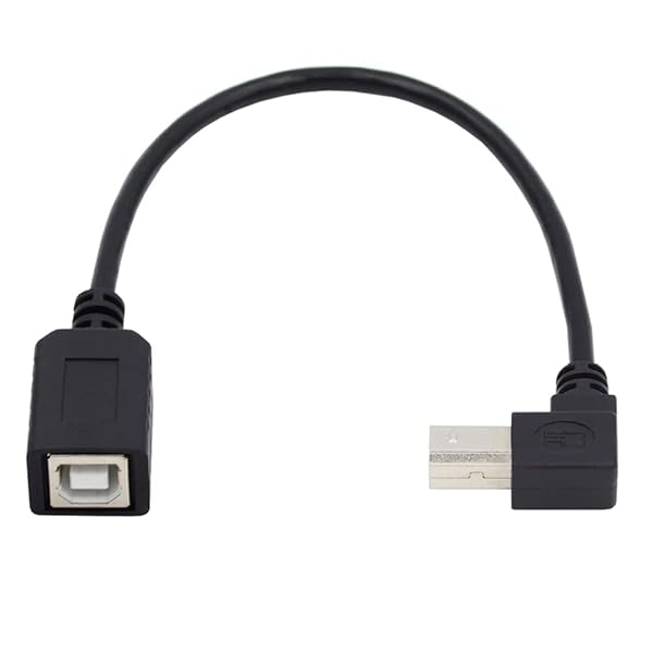 Type B オス - メス USB 2.0 延長ケーブル 90度上角度 プリンター スキャナー ディスク 20cm