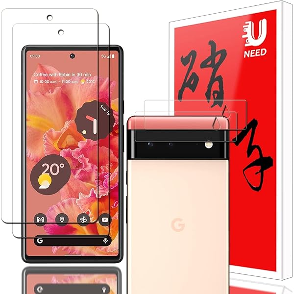 【2+2枚セット】 Google Pixel6 用のガラスフィルム(2枚)+カメラフィルム(2枚)ピクセル6 用の フイルム 強化液晶保護フィルム ワンタッチ貼...
