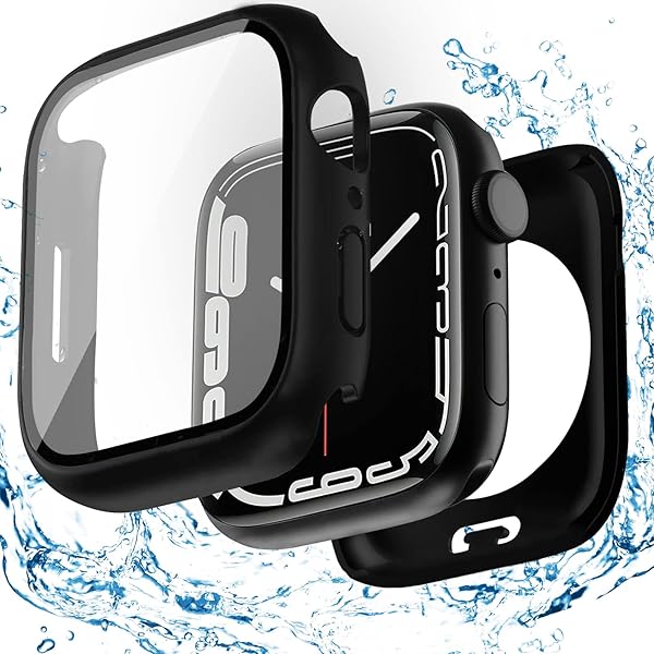 【2024強化版】 for Apple Watch ケース 45mm 41mm 防水ケース 360度全面防水 バンド 水泳・スポーツ専用 ガラスフィルム 一体型 apple watch 用 カバー 360フルボディ防水 アップルウォッチ ケース Ap