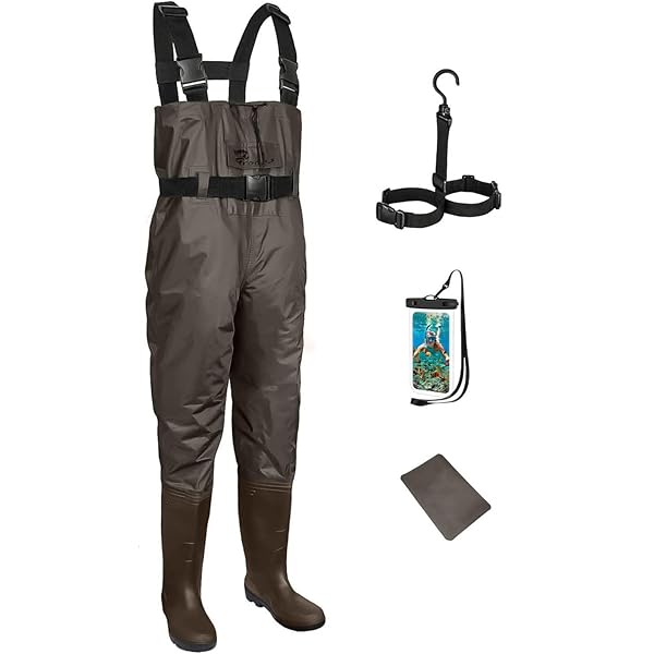 ウェーダー 防水 チェストハイウェーダー 釣り用スーツ 簡単着脱 防水ズボン 長靴 怪我防止 厚底ソール 滑り防止靴底 田植え 魚市場 水場仕事 渓流 海 レッドブラウン 26.5cm