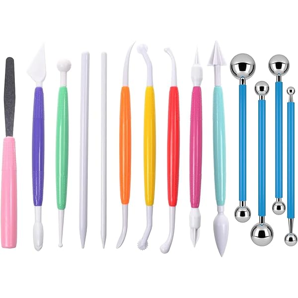 スパチュラ 粘土 道具 粘土ヘラ 造形 へら 粘土 細工 彫刻ツール 細工 クレイ 丸 棒 お手入れ用 クロス セット 陶芸 陶器用 道具 14本 セット