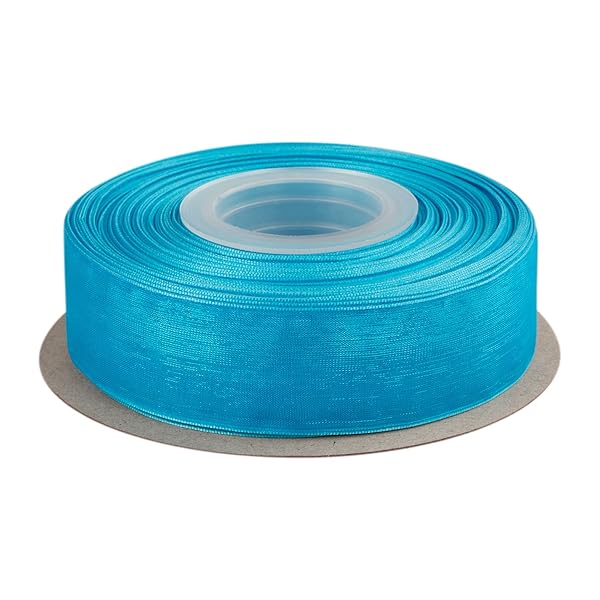 幅25mm オーガンジーリボン 長さ45m 結婚式 服飾 ラッピング ちょう結び リボン #340ターコイズ