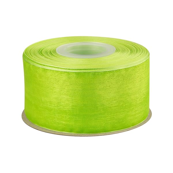 幅50mm オーガンジーリボン 長さ45m 結婚式 服飾 ラッピング ちょう結び リボン #550アップルグリーン