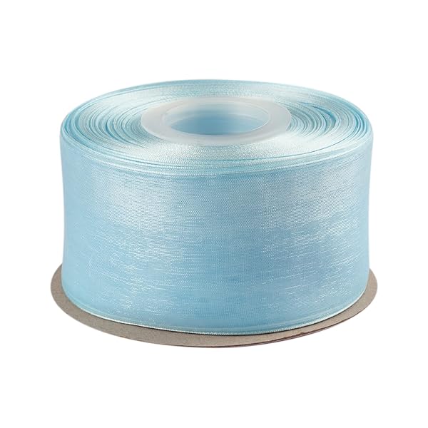 幅50mm オーガンジーリボン 長さ45m 結婚式 服飾 ラッピング ちょう結び リボン #311ブルーミスト