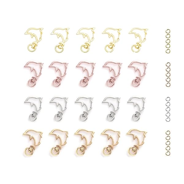 キーホルダー金具 20個 回転カン付き ワンタッチキーホルダー カワイイ DIY用パーツ 手作り キーリング..