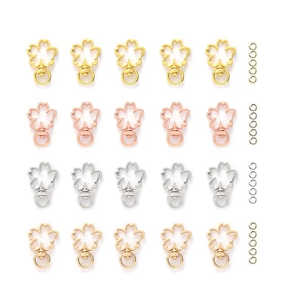 キーホルダー金具 20個 回転カン付き ワンタッチキーホルダー カワイイ DIY用パーツ 手作り キーリング..