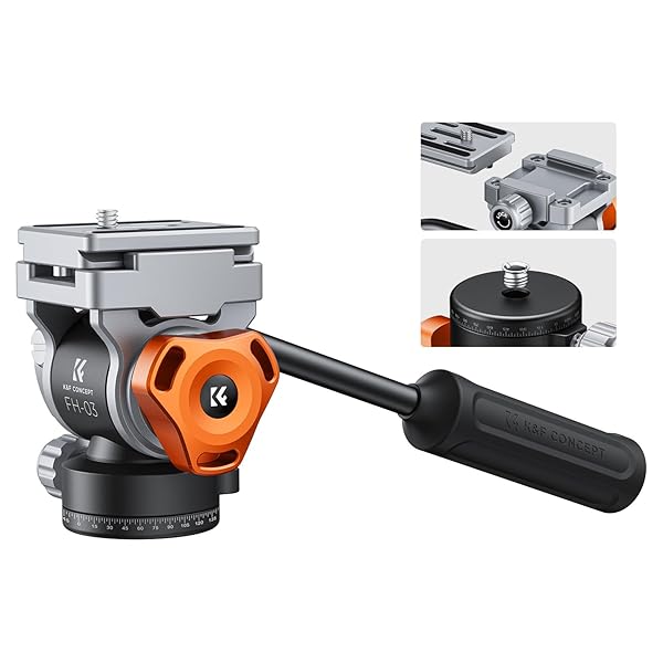 フルード雲台 スムーズで安定した三脚用フルード雲台 パン/ティルト用 アルカスイス互換フルード雲台 ..