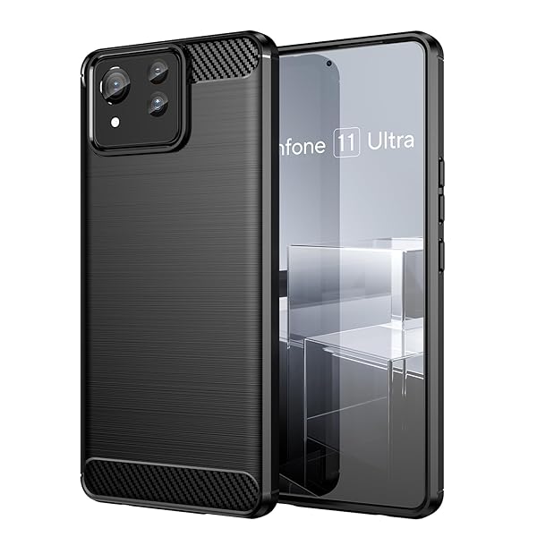 ASUS Zenfone 11 Ultra 用の スマホケース Zenfone 11 Ultra 用の ケース カバー ケース 炭素繊維カバー (素材/TPU) 指紋防止 滑り止め 薄型 軽量 耐衝撃 簡易脱着 ソフトケース カラー：黒