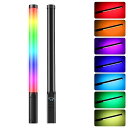 10W LEDビデオライト チューブライト 360°RGB撮影用ライト 2500-9000K色温度 3300mAhバッテリー内蔵 20種FX光効果 無段階調光 ...