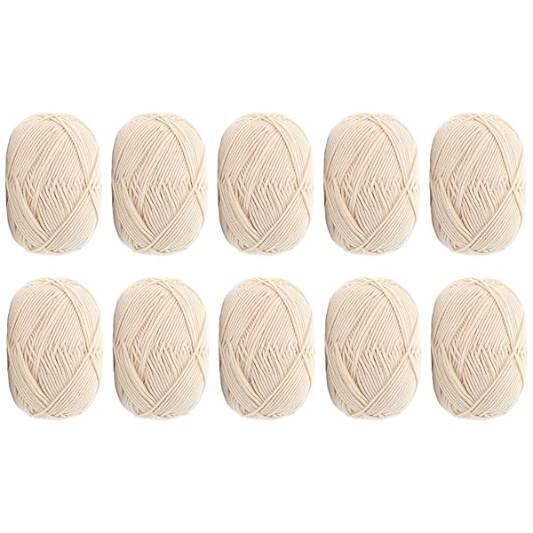 コットンヤーン 毛糸 40g玉巻(約130m)10色セット かぎ針編み 編み物 小物 デコレーション (白)