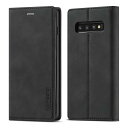 Samsung Galaxy S10 Plus スマホケース 携帯ケース 手帳型 高級PUレザー 艶なしPU革 TPU バンパー カード収納 スタンド機能 マグネット 耐衝撃 全面保護 定番 おしゃれ 財布型 カバー - ブラック