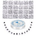 アルファベットビーズ 約 1200ピース A-Z 文字 ビーズ 7x4mm 伸縮性のある糸1ロール付き とのアクリル文字ビーズキット ジュエリー&キッズ&クラフト&名前ブレスレット作成用