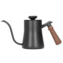 ドリップポット 細口 コーヒードリップポット ステンレス製 温度計付き 珈琲 コーヒー お茶(650mlブラック)