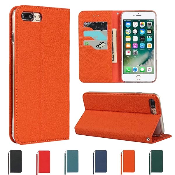 iPhone7 plusケース手帳型 縄掛け iPhone8 plusカバー 財布型 ライチ紋様 本革 高級レザー アイフォン 7plus ケース アイフォン8 plus ケースカバー 財布型 カード収納 収納付き 画面保護 横置きスタンド機能 本革