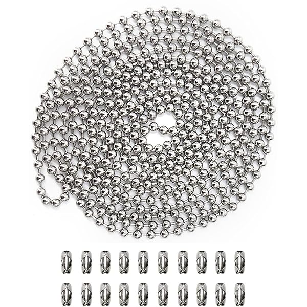 ボールチェーン キーチェーン ボールチェーン コネクター付き シルバー 全長約 6m キーホルダー パーツ..