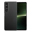 Xperia 1 V ケース アラミド繊維 SOG10 SO-51D 超薄型 指紋防止 シンプル エクスペリア1v ケース ワイヤレス充電対応 (Xperia 1 V, ブラック)