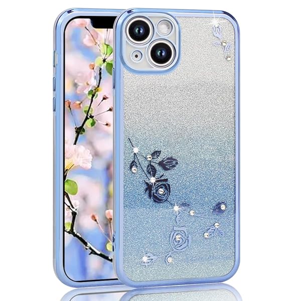 iPhone 13 用 ケース クリア 透明 メッキ加工 キラキラ 花柄 ソフトケース TPU 薄型 おしゃれ かわいい..