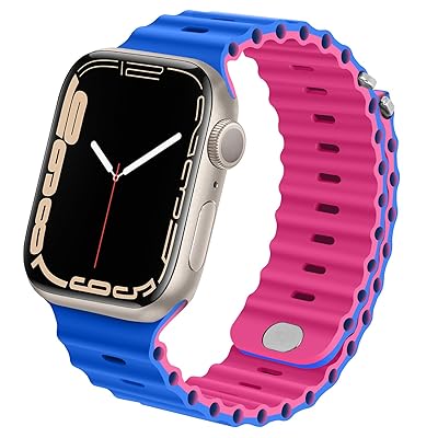 バンド コンパチブル アップルウォッチ バンド 41mm 40mm 38mm, 防水シリコンスポーツストラップ コンパチブル iWatch バンド シリーズ SE 9 8 7 6 5 4 3 2 1（青/ピンク）