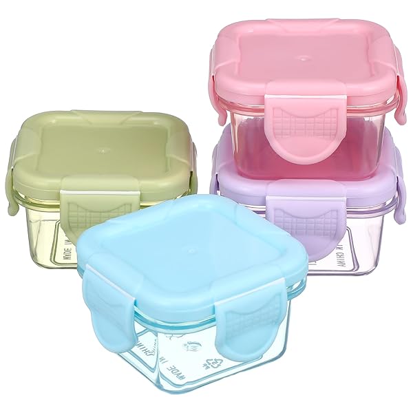 フルーツケース ミニサイズ お弁当 レンジ対応 ケース 調味料 ソース保存 密閉 子供 お弁当 フードコンテナ 小さい ミニ かわいい 保存容器 正方形 6cm*6cm*4cm 冷蔵庫に入れ 携帯用 コンパクト 食品貯蔵容器 保存容器 4個セット