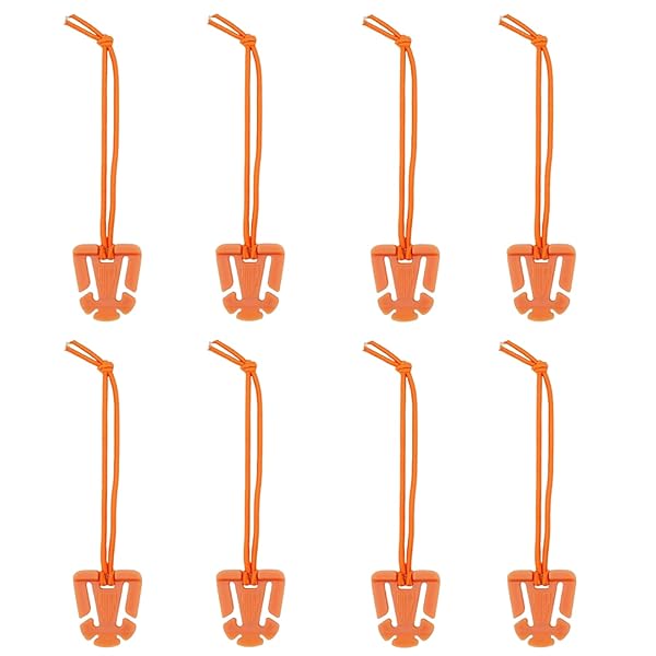 楽天ナチュアークSHOP　楽天市場店バックル クリップ 8枚セット リュック紐 ゴムひも付き 便利グッズ ウェブドミネーター ベルト調整 ウェビング固定 バックパック用 アウトドア用 （オレンジ）