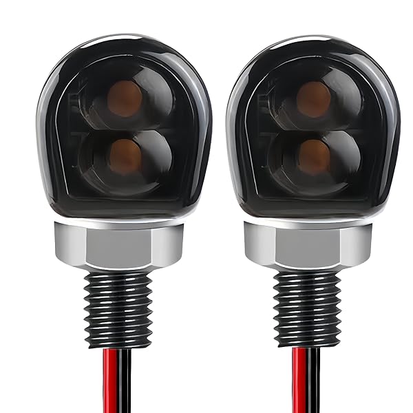 バイク用ウインカー LED 小型 高視認性 超高輝度 スモーク 汎用 M8 Eマーク 12V PCレンズ 超小型 極小 ナノ ミニ 小さい 防水 LEDウインカー 方向指示器 2個セット 車検対応 (2発チップ-スモーク)