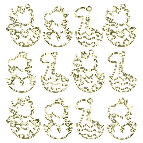 イヤリングパーツ DIY レジン枠 空枠 フレーム パーツ ゴールド セット uvクラフト 大量 カン付き 恐竜..