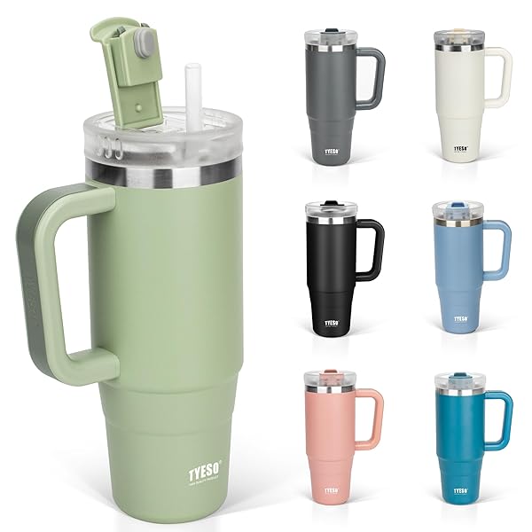 タンブラー 0.9L 水筒 保冷 ステンレスボトル ウォーターボトル ストロー 取っ手付き ジョッキ アウト..