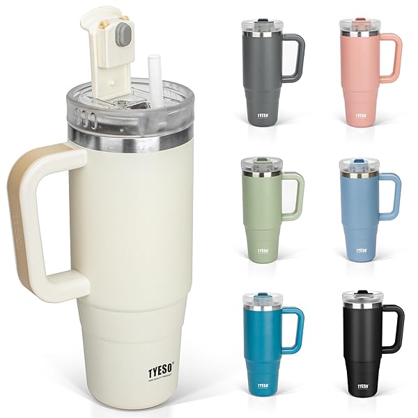 タンブラー 1.2L 水筒 保冷 ステンレスボトル ウォーターボトル ストロー 取っ手付き ジョッキ アウトドア 真空断熱 二重構造 広口 大容量 直飲 女の子 男の子 1200ml ホワイト