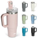 タンブラー 1.2L 水筒 保冷 ステンレスボトル ウォーターボトル ストロー 取っ手付き ジョッキ アウトドア 真空断熱 二重構造 広口 大容量 直飲 女の子 男の子 1200ml 桜色