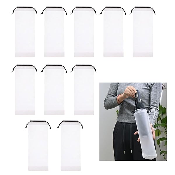 折りたたみ傘用 巾着袋 収納ケース 10枚入り 傘袋 折畳傘 ケース 傘カバー 折り畳み傘カバー 防水 透明..