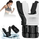 呼吸トレーナー、ポータブルマッスルトレーナー、調節可能な抵抗、肺活量トレーニング用品、呼吸持久力マシン、取り外し可能、掃除が簡単、フィットネス、ハイキング、スイミングなどに最適な強化運動呼吸用。 (ブラック+ホワイト)