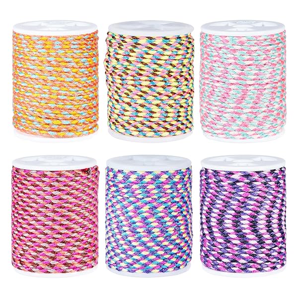 Beadthoven マクラメ紐 コットンコード 6巻セット 線径1.5mm 6色 丸紐 綿ロープ 手編み用 壁掛け 鉢植え装飾 夢キャッチャー 手芸ひも アクセサリーDIYクラフト編み紐ウォールハンガー用