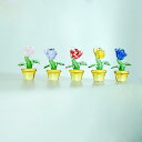 かわいい手作りガラス細工ガ ラス サボテン ガラス 置物 ミニ ひまわり 吹きガラス 置物 カクタス ガラス 鉢植え 車内置き物 5個入り 撮影 小道具 贈り物 (ローゼ)