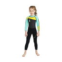 HIUGO 2.5mm 子供ウェットスーツ 男女兼用 キッズ ウェットスーツ 子供用 水着 男の子 女の子 スイムウェア 防寒保温 上下一体 ワンピース (長袖グリーン, M)