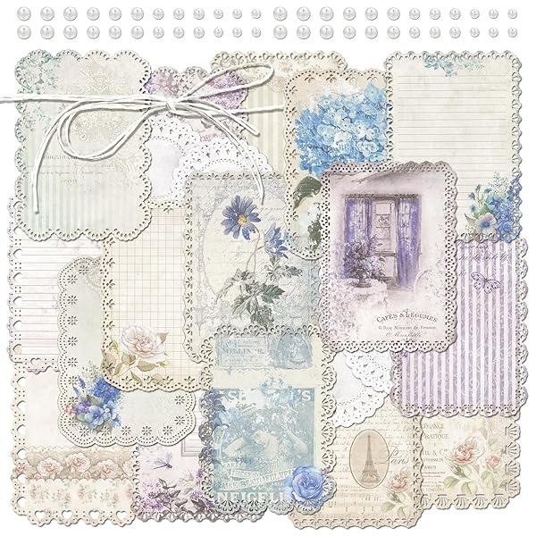 3パック ヴィンテージペーパーレースカットアウト レースペーパーフラワーパターン 片面ダイカット装飾..