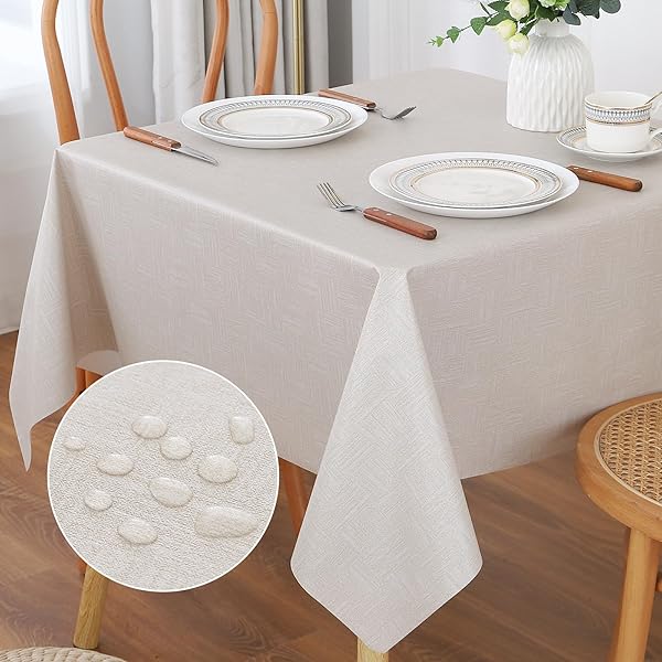 テーブルクロス ビニール 撥水 正方形 おしゃれ テーブルカバー 北欧 防水 防油 汚れ防止 120cm×120cm ..