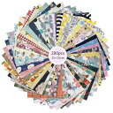 GUQI 200枚 綿 生地 はぎれセット 花柄 DIY手作り カットクロス パッチワーク 布 (15cm x 15cm)