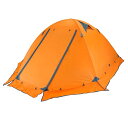 二重層 テント 1 2 3人用 アウトドア 防災用 キャンプ用品 3シーズン 登山テント 撥水加工 軽量 設営簡単 4色選択可能 (オレンジ (スカート付き) - 3人用)