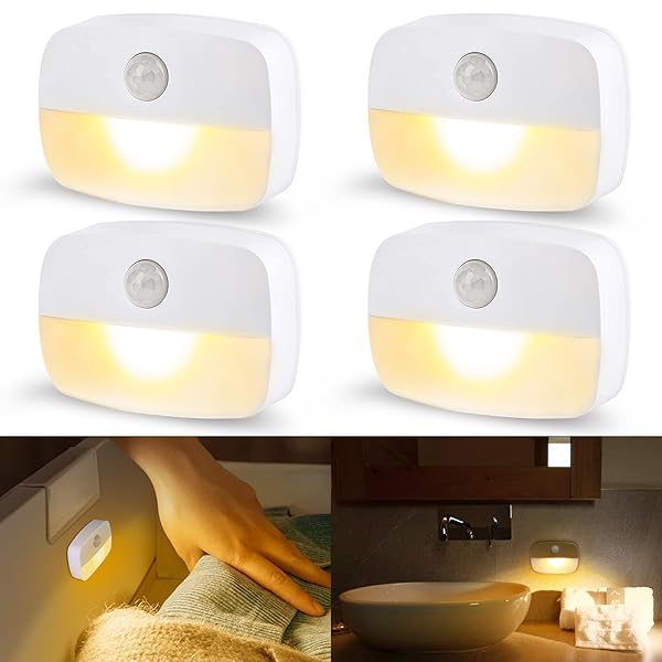 Ledセンサーライト 暖色 電池式 足元灯 フットライト 人感センサー 配線不要 ナイトライト 明暗光セン..