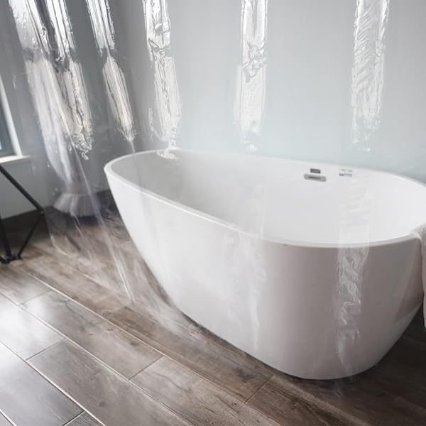 防カビ シャワーカーテン 透明 小さめ 90cm幅 180cm丈 クリア 防水 ユニットバスカーテン 浴室 風呂カーテン 間仕切り カット可能 リング無し