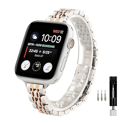 ステンレス鋼のリストバンド iWatchバンドの交換、女性スリム7ピースリンク14mmメタルブレスレットバン..