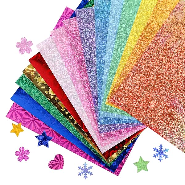100枚入 折り紙 キラキラ紙 おりがみ ホイル折り紙 オーロラ キラキラ紙 光沢紙 15cm 15色 ペーパー カ..