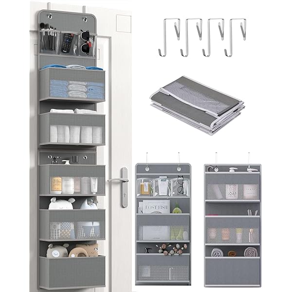ウォールポケット ドア掛け収納式ポケット 6段の大容量 透明窓付き 壁掛け収納ポケット 吊り下げ収納ポ..
