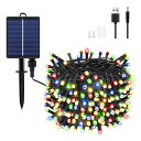 LED イルミネーションライト ソーラー ストリングライト USB充電可能 クリスマスツリーライト キャンプ用飾りライト 屋外 室内 IP65防水 200電球 ...